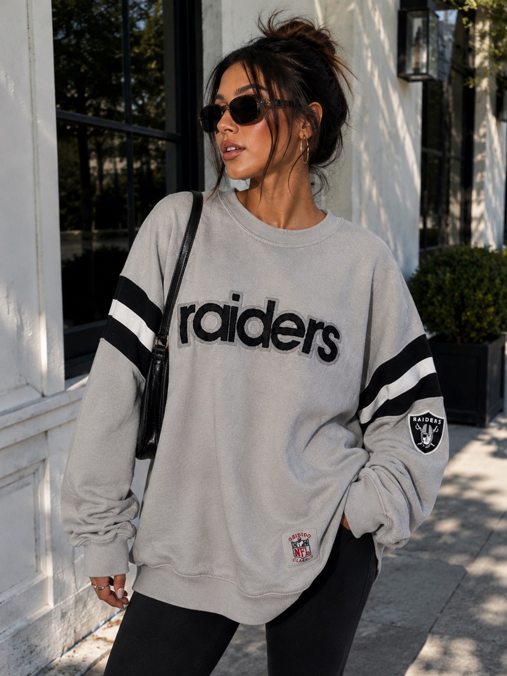 Las Vegas Raiders Gridiron Classic 2XL Oversized Varsity Sweatshirt Gray NFL